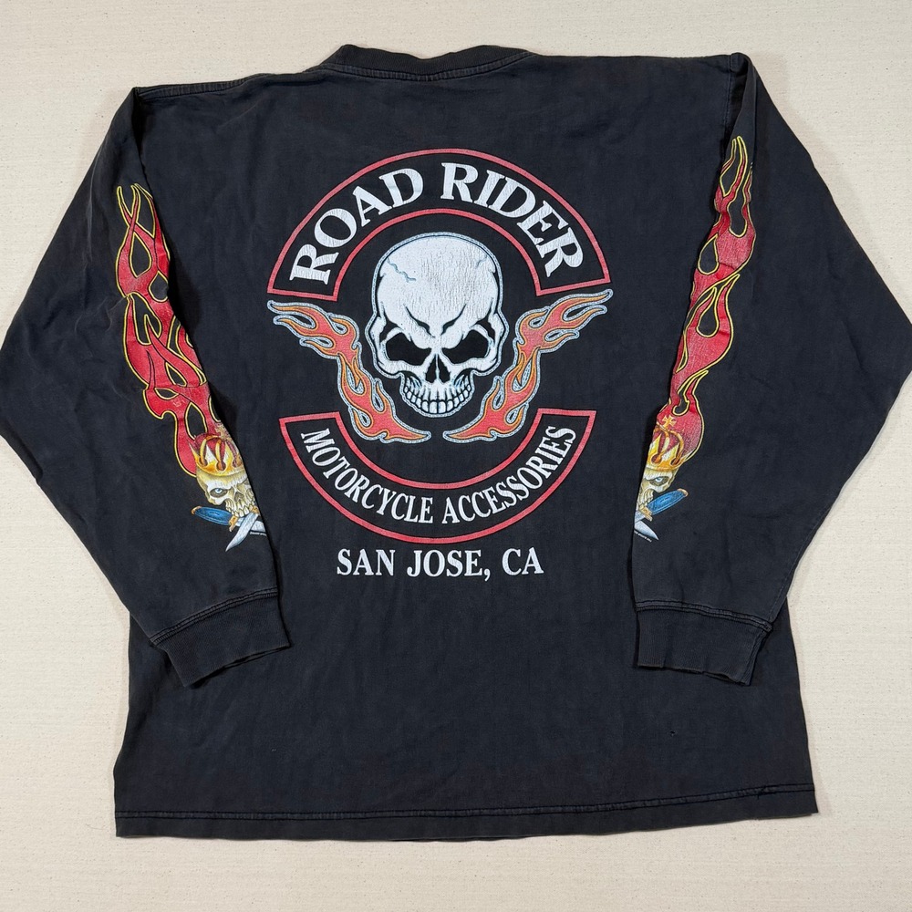 Vintage Y2K Road Rider Motorcycle Accessories San Jose Long Sleeve Shirt Large